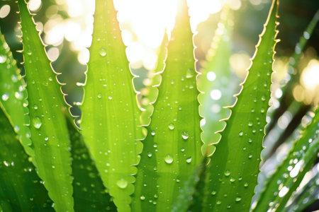 aloe vera plant, a common medicinal plant in tropical regions, created with generative aiの素材