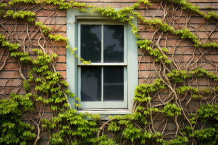 tangled vines on a tudor house wall, created with generative aiの素材