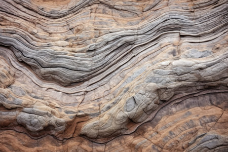 close-up of swirling patterns in a sandstone cliff, created with generative aiの素材