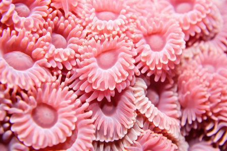 a close-up of pink coral polyps, created with generative aiの素材