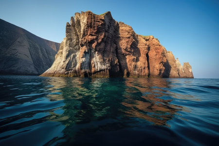 new volcanic island forming due to underwater eruptions, created with generative aiの素材