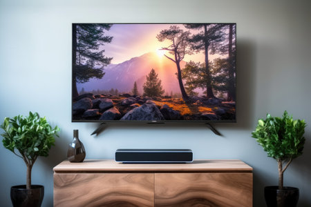 smart tv with a vr headset attached, created with generative aiの素材