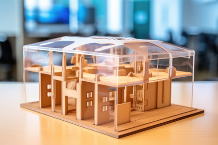 3d printed building model seen through vr goggles, created with generative aiの素材
