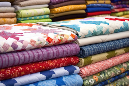 a booth selling hand-sewn quilts at a craft fair, created with generative aiの素材