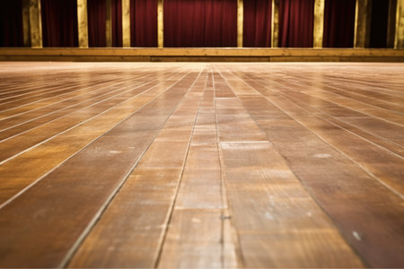 detail of a theater stages wooden floor, created with generative aiの素材