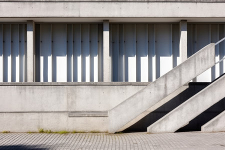 detail of concrete bauhaus building with bold lines, created with generative aiの素材