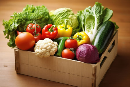 box of bargain store-bought produce, created with generative aiの素材