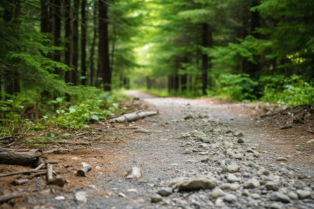 trail with clear footsteps but no litter, created with generative aiの素材