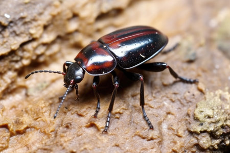 a troglophile beetle on sedimentary rock, created with generative aiの素材