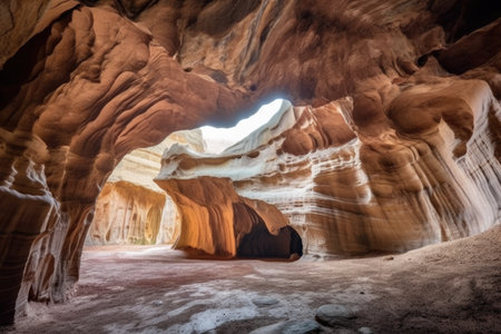 unique rock formations inside an expansive cave, created with generative aiの素材
