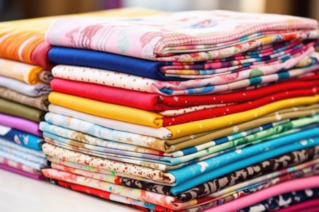 stack of new childrens wear patterns on the designers desk, created with generative aiの素材