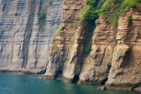 cliff sanctuary for endangered birds, created with generative aiの素材