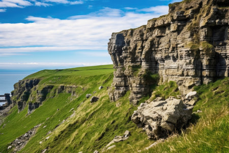 rocky outcrop on the edge of a cliff, created with generative aiの素材