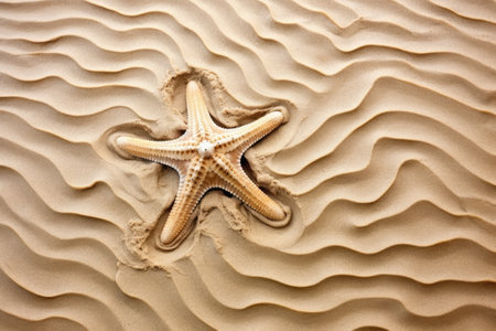 a starfish on sand showing intricate design on its body, created with generative aiの素材