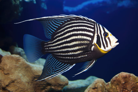 an angelfish displaying its long fins, created with generative aiの素材