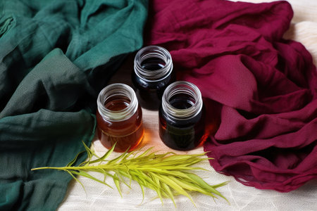 plant-based dye soaking into a piece of linen, created with generative aiの素材