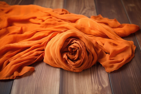 a burnt orange scarf draped after being dyed, created with generative aiの素材