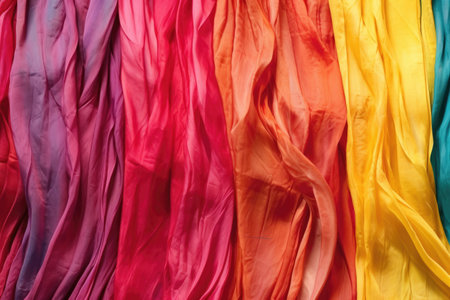 a semi-dyed piece of silk resting in dye, created with generative aiの素材