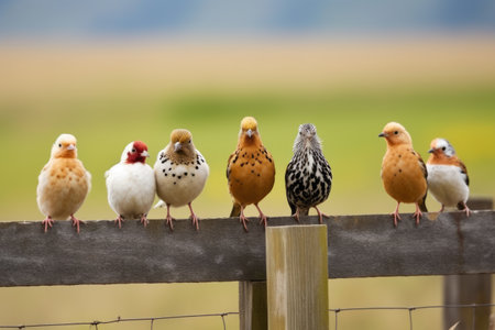 birds perched on a sign in a wildlife reserve, created with generative aiの素材