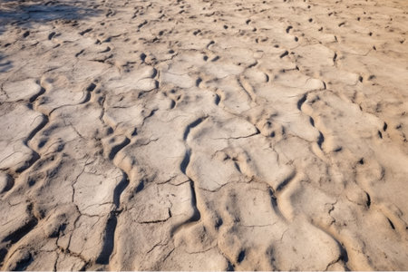 mammal tracks in mud in a wildlife reserve, created with generative aiの素材