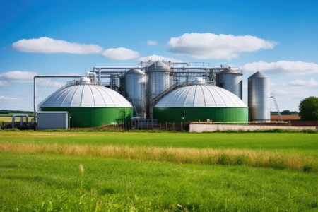anaerobic digestion facility for waste-to-energy conversion, created with generative aiの素材