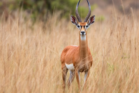 hirola antelope in kenyan grassland, created with generative aiの素材