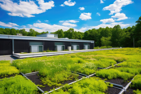 green roof on a data center, created with generative aiの素材