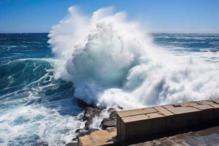 ocean waves crashing for wave power, created with generative aiの素材