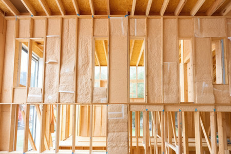 thicker insulated walls of a modern sustainable house, created with generative aiの素材