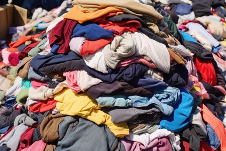a pile of clothes ready for charity distribution, created with generative aiの素材