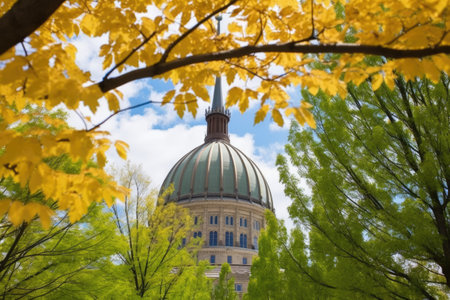 dome of a parliament building lined by trees, created with generative aiの素材