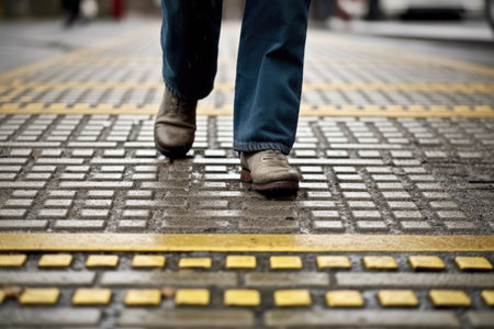 tactile paving at a street crossing, created with generative aiの素材