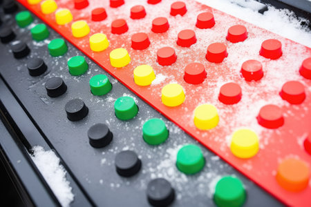 closeup of braille directions at ski resort, created with generative aiの素材