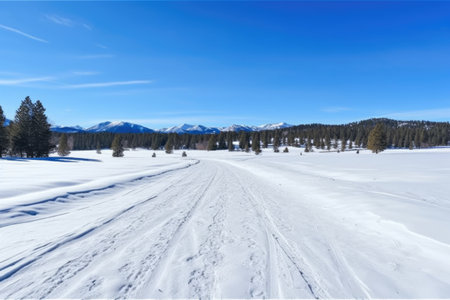 wide, flat terrain for adaptive skiing, created with generative aiの素材