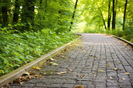 nature trail with tactile paving for visually impaired people, created with generative aiの素材