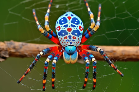 peacock spider flaunting its vibrant patterns, created with generative aiの素材