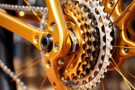 detailed view of a mountain bikes gears, created with generative aiの素材