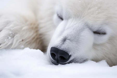 close focus on the fur of a polar bear, created with generative aiの素材