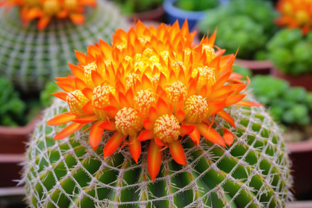 cactus plant with visible thorns and flowers, created with generative aiの素材