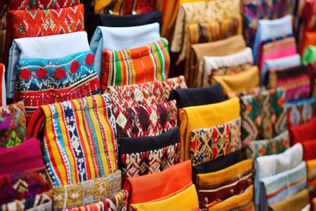 assortment of artisan-made cloth pouches, created with generative aiの素材