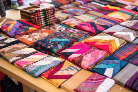 patchwork artifacts lying at a stall, created with generative aiの素材