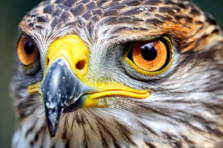 close-up of a goshawks intense eye, created with generative aiの素材