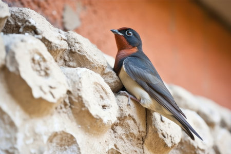 a swallow constructing its nest, created with generative aiの素材