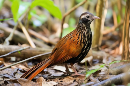 close-up of a rare bird species in a trail-side habitat, created with generative aiの素材