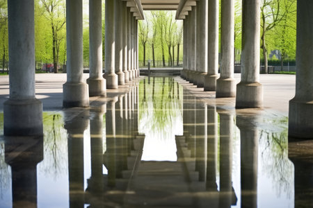 pillars supporting a concrete bridge structure, created with generative aiの素材