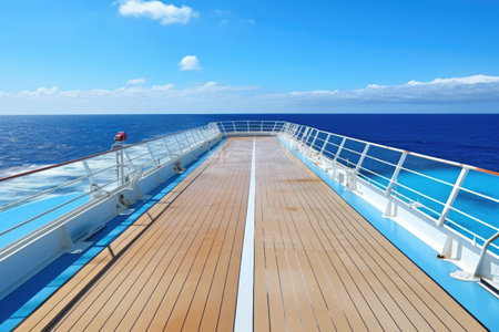 top deck running track on a low-cost cruise, created with generative aiの素材