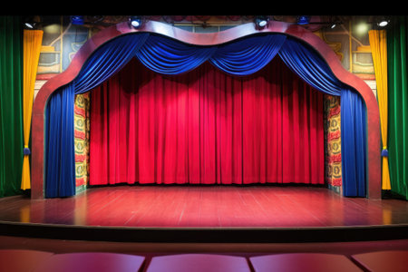 a compact theater stage on a cruise ship, created with generative aiの素材