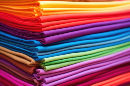 bright color felt fabric stacked, created with generative aiの素材