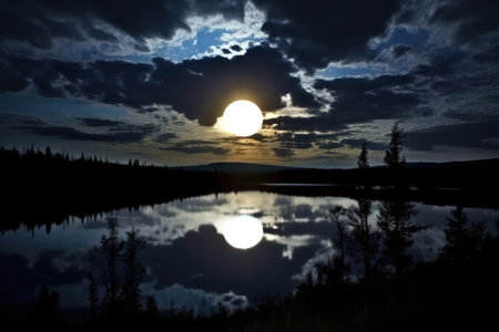 a solar eclipse with a dark sky, created with generative aiの素材