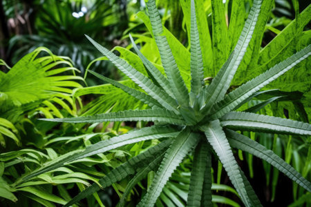 detailed structure of an exotic plant in a botanical reserve, created with generative aiの素材